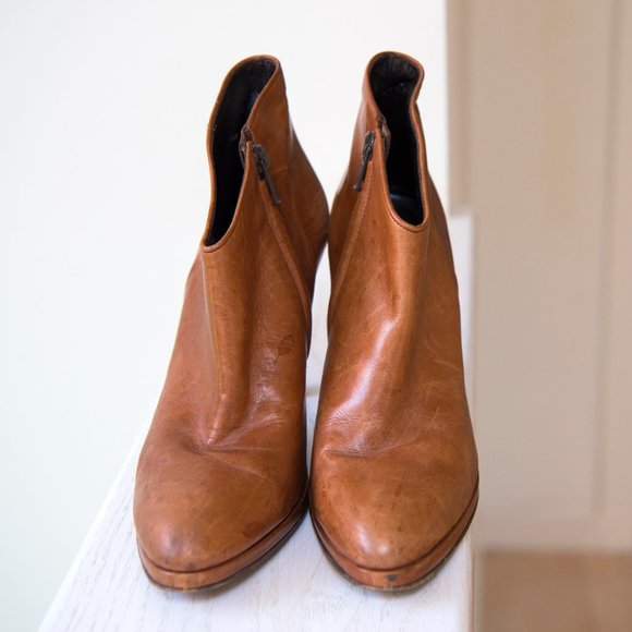 Barneys New York CO-OP Brown Mahogany Stiletto Heel Booties 37 - Picture 2 of 8
